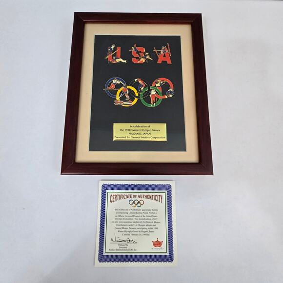 Rare 1998 Winter Olympic Games in Nagano, Japan Wooden & Glass Wall Plaques (2) - Picture 2 of 8
